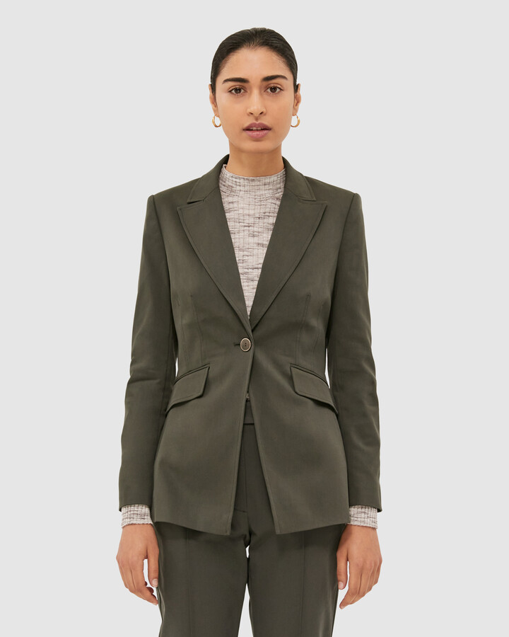 SABA Women's Green Coats Jackets Tia Panel Blazer ShopStyle