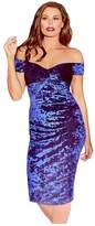 Thumbnail for your product : Jessica Wright Roberta Bardot Knot Front Velvet Midi Dress