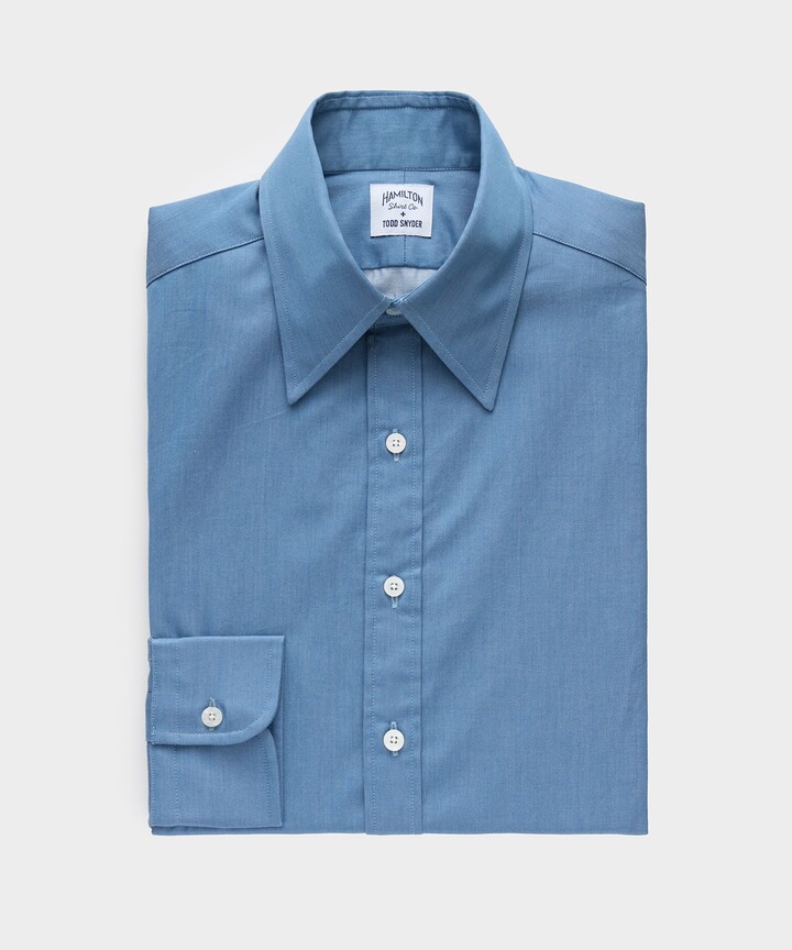 Hamilton + Todd Snyder Chambray Long Point Collar Dress Shirt