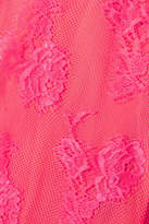 Thumbnail for your product : Christopher Kane Asymmetric Color-block Lace Midi Dress - Bright pink