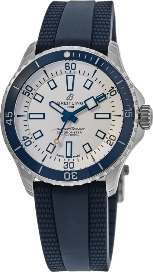Breitling Superocean Automatic 42 Silver Dial Rubber Strap Men's Watch A17375E71G1S1