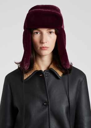 Paul Smith Women's Dark Burgundy Faux Fur Trapper Hat