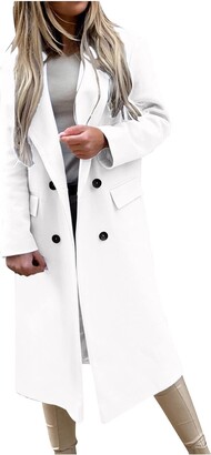 Minikimi Winter Coats Women Woolen Fashion Slim-fit Belt Lapel Woolen Pocketed Shacket Flannel Jacket Outwear White