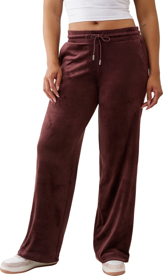 True Religion Rhinestone Velour Straight Leg Drawstring Pants