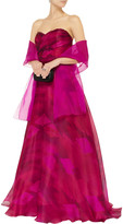 Thumbnail for your product : Mikael Aghal Printed silk-organza gown