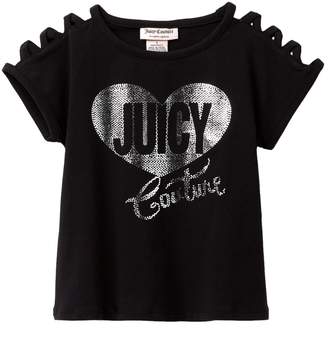 Juicy Couture Black Criss Cross Shoulder Studded Top (Little Girls)