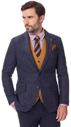 Co Hammond & by Patrick Grant - Big And Tall Navy Checked Single Breasted Jacket With Wool
