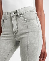 Thumbnail for your product : Express Mid Rise Gray Seamed Raw Hem Skinny Jeans