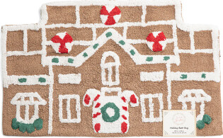 TJMAXX 20X32 Gingerbread House Figural Bath Rug, Cotton