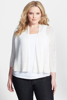 Thumbnail for your product : Eileen Fisher Three-Quarter Sleeve Crop Linen Blend Cardigan (Plus Size)