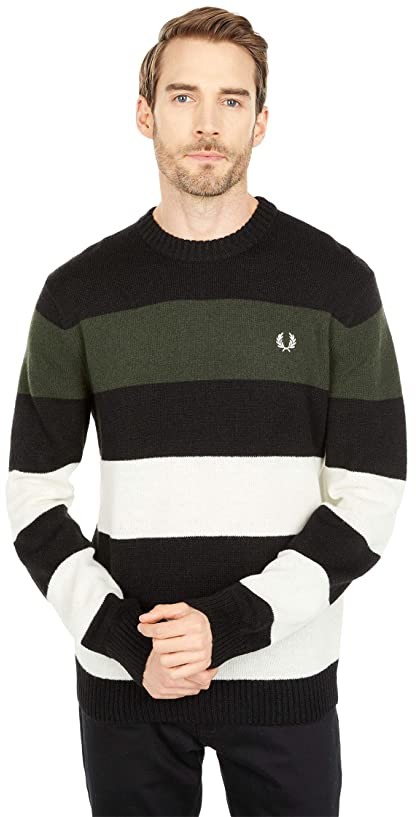 Fred Perry Bold Striped Crew Neck Jumper (Black) Men's Clothing - ShopStyle