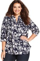 Thumbnail for your product : Style&Co. Plus Size Roll-Tab-Sleeve Floral-Print Shirt