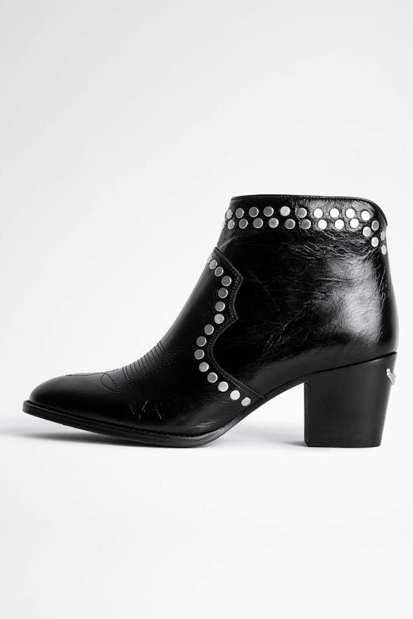 black booties with silver hardware