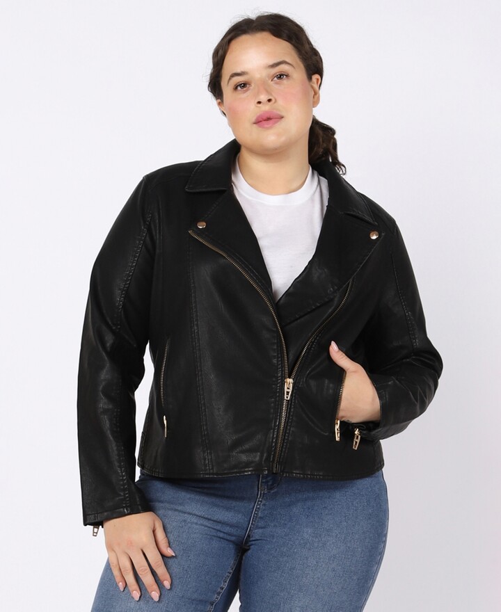 Faux Leather Jacket Macy's Womens Plus Size Jackets Black
