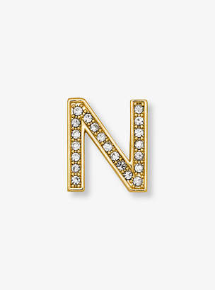 Michael Kors Pave Gold-Tone Alphabet Pin