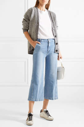 Frame Twisted Cropped High-rise Wide-leg Jeans - Light denim