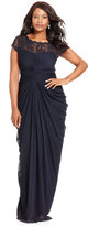 Thumbnail for your product : Adrianna Papell Plus Size Illusion Lace Draped Gown