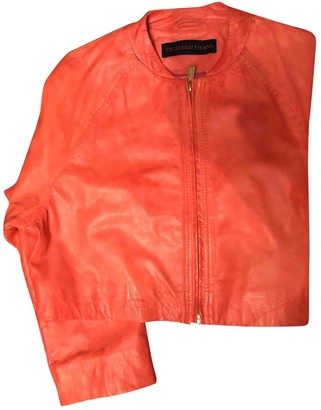 Trussardi Jeans Orange Leather Leather Jacket for Women