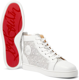 Christian Louboutin Louis Smooth And Logo-Print Patent-Leather High-Top Sneakers