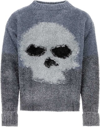 Beanie ファッション ☆ERL mohair gray Blue Knit