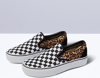 Vans Customs Leopard Checkerboard Slip-On Platform - ShopStyle