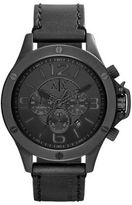 Thumbnail for your product : Armani Exchange Men's Black Chronograph Watch with Black Leather Strap