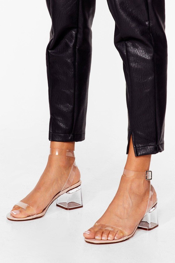 lucite block heels