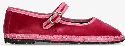 Flabelus Womens Pink Frances Single-Strap Cotton Mary Jane Flats Eur 41 / 8 Uk Women