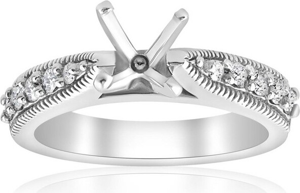 Pompeii3DiamondEngagementRingSetting14kWhiteGoldVintageSemiMountingAntique-Size4.5