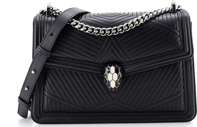 Pre-Owned Bvlgari Small Serpenti Forever Shoulder Bag Quilted Leather