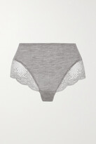 Thumbnail for your product : Hanro Tessa Lace-trimmed Ribbed Wool And Silk-blend Briefs
