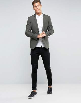 ASOS Skinny Smart Blazer in Khaki