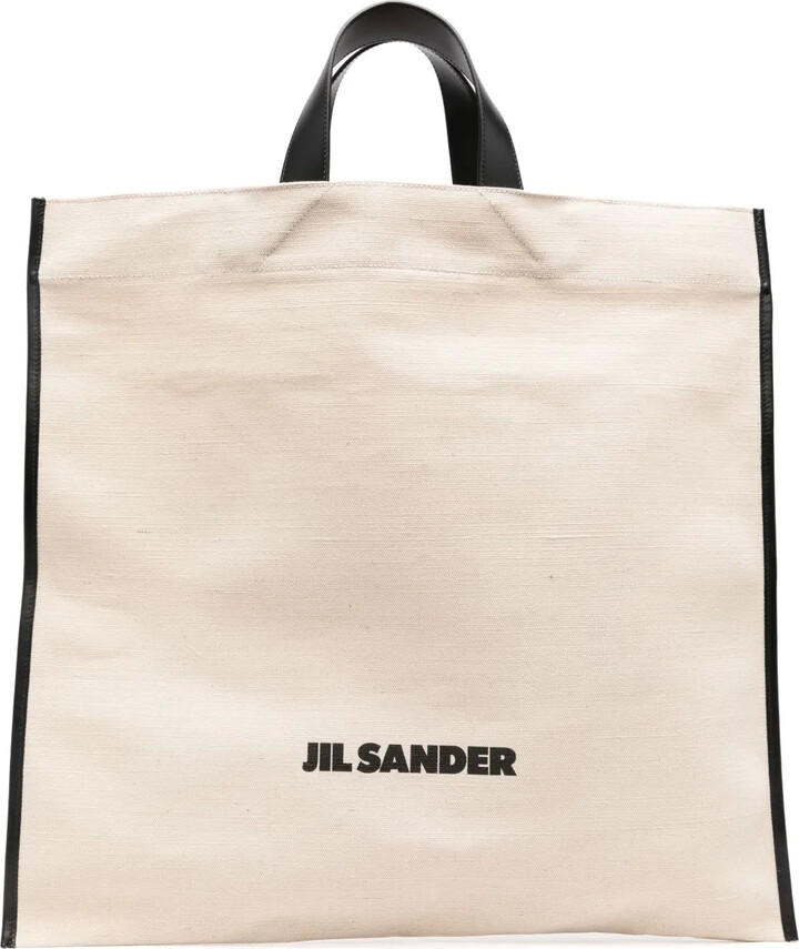 Jil Sander Border Book canvas tote bag