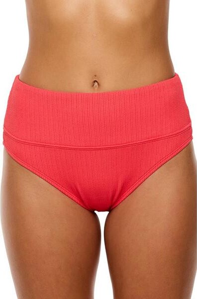 Next Women's Mini Pucker Rib Harmony High Waist Swim Bottoms Sporty Small Neo Red