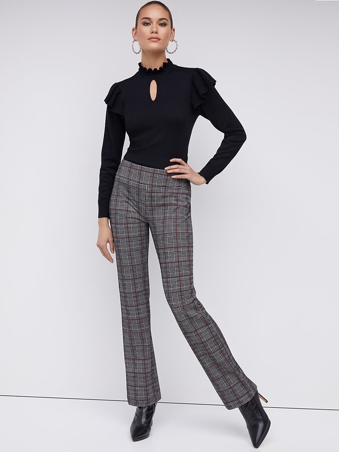 New York and Company Tall Pull-On Mid-Rise Plaid Bootcut Ponte Pant -  Superflex - ShopStyle