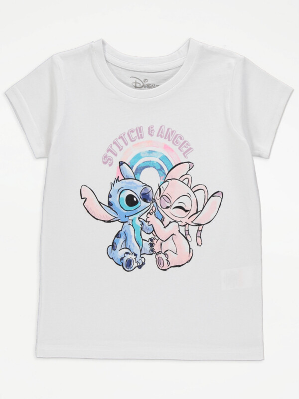 Disney Lilo and Stitch Angel Glitter Rainbow TShirt White ShopStyle