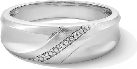 Zales Diamond Accent Satin Slant Band in 10K White Gold
