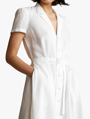 Ralph Lauren Polo Linen Short Sleeve Casual Shirt Dress, White