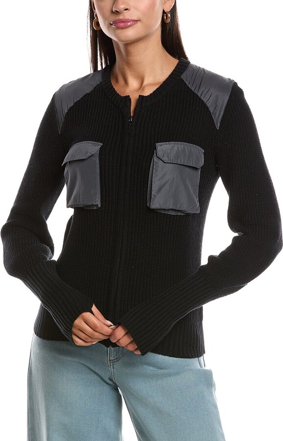 Minnie Rose Shaker Utility Zip Cashmere-Blend Jacket