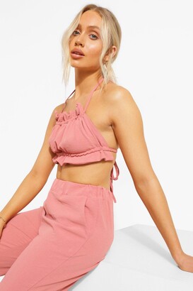 boohoo Ruched Crop & Wide Leg Trousers