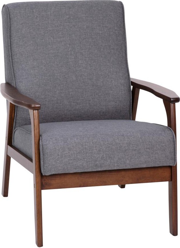 Emma+oliver Langmore Upholstered Mid-Century Modern Arm Chair With Wood Frame