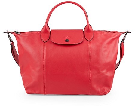 longchamp red leather bag
