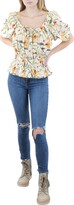 Thumbnail for your product : Kensie Womens Linen Crop Top Off the Shoulder