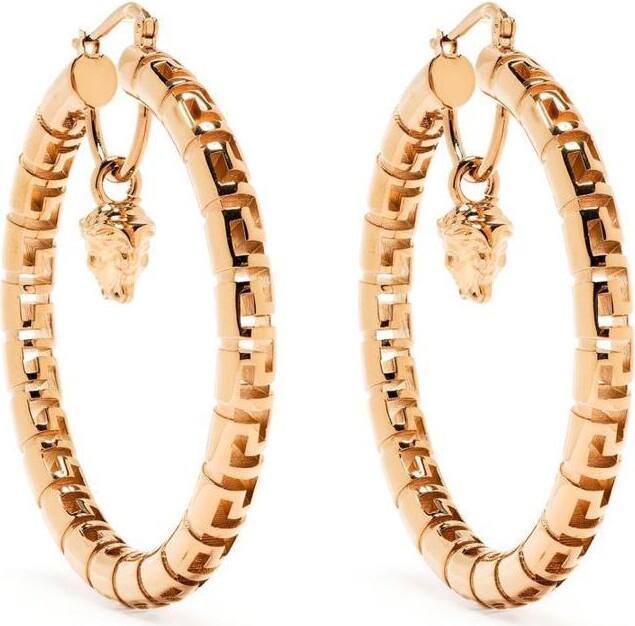 Versace Logo hoop earrings ShopStyle