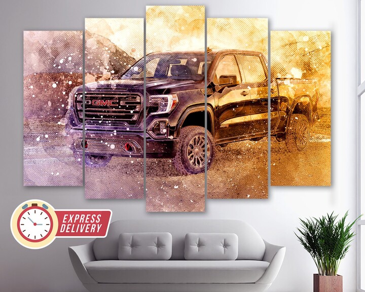 Gmc Sierra Truck Canvas Print, Off Road Wall Art, Gmc Poster, Decor, Pickup Canvas, Fan Gift
