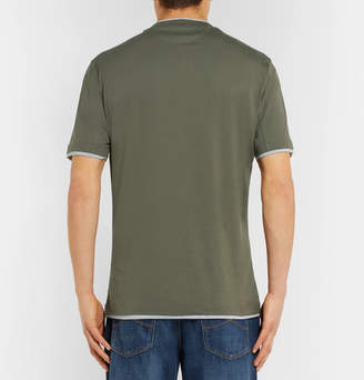 Brunello Cucinelli Slim-Fit Layered Cotton-Jersey T-Shirt - Men - Green