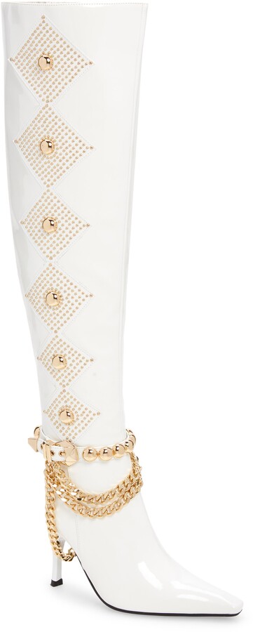 pointed toe white boots