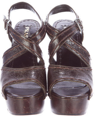 Prada Leather Platform Sandals