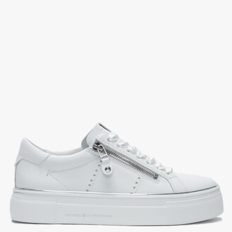 Kennel + Schmenger Parry White Leather Double Zip Ribbon Lace Trainers