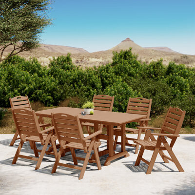 Westin Outdoor 7-Piece Rectangular Table Folding Highback Chair Dining Set